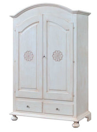 Armadio 2 porte legno shabby bianco invecchiato 125x61x200 - Mobili 2G