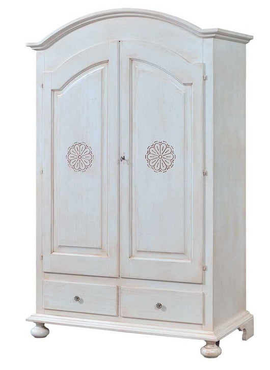 Armadio 2 porte legno shabby bianco invecchiato 125x61x200 - Mobili 2G