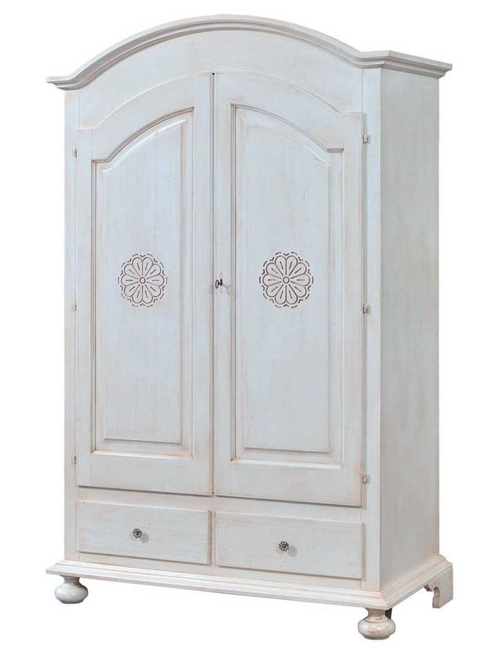 Armadio 2 porte legno shabby bianco invecchiato 125x61x200 - Mobili 2G