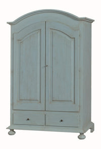 Armadio 2 porte legno shabby cerato azzurro 125x61x200
