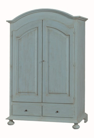 Armadio 2 porte legno shabby cerato azzurro 125x61x200