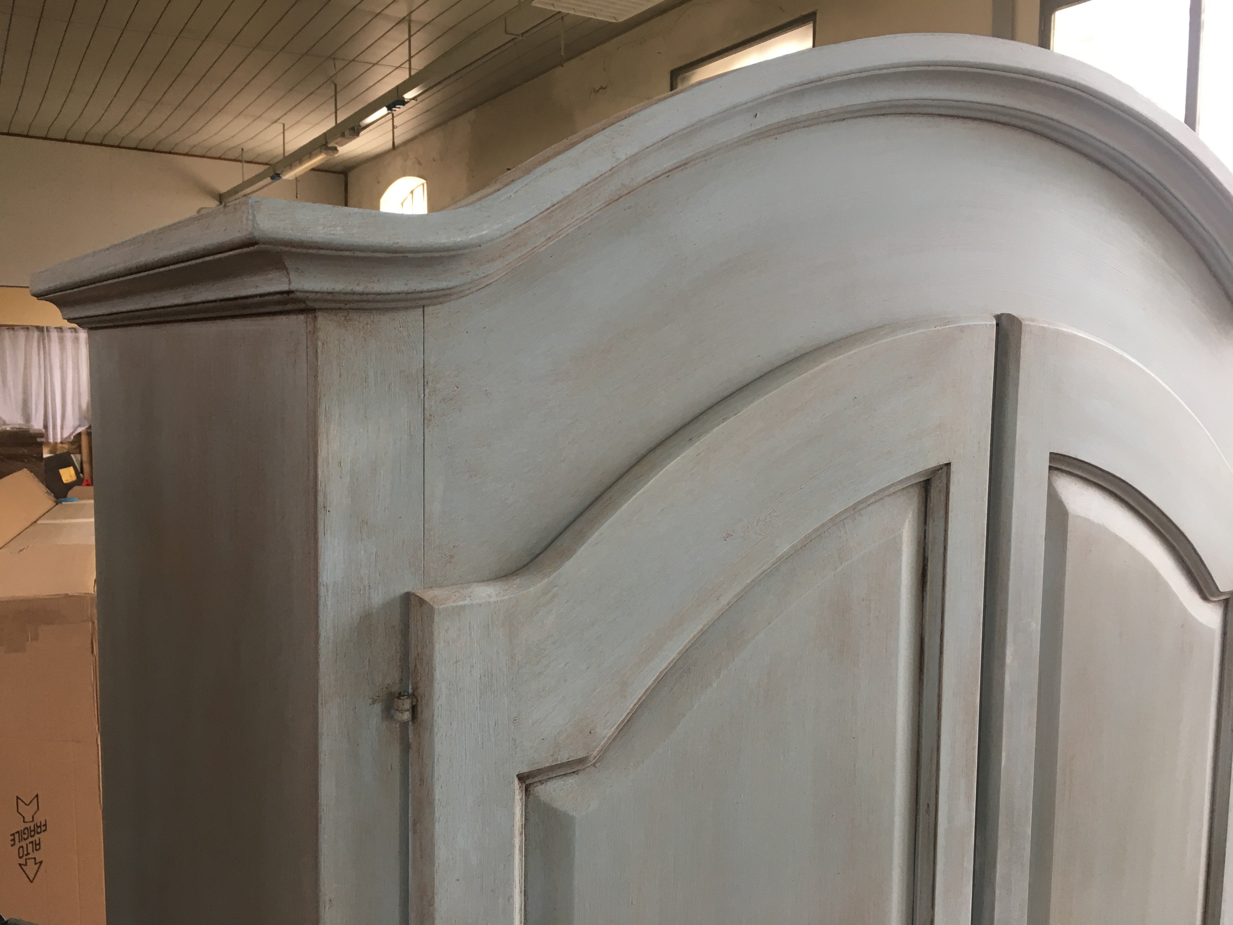 Armadio 2 porte legno shabby cerato azzurro 125x61x200