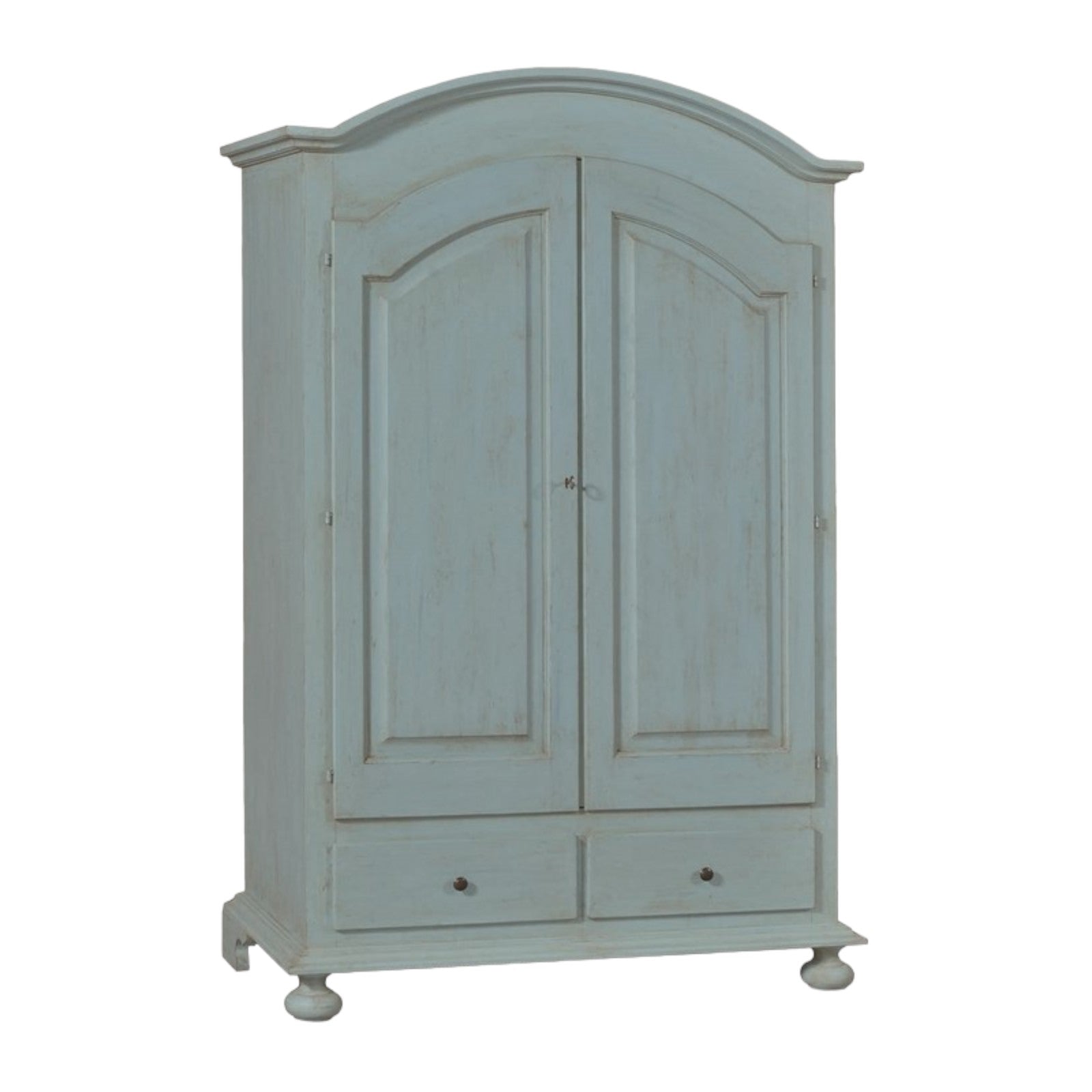 Armadio 2 porte legno shabby cerato azzurro 125x61x200