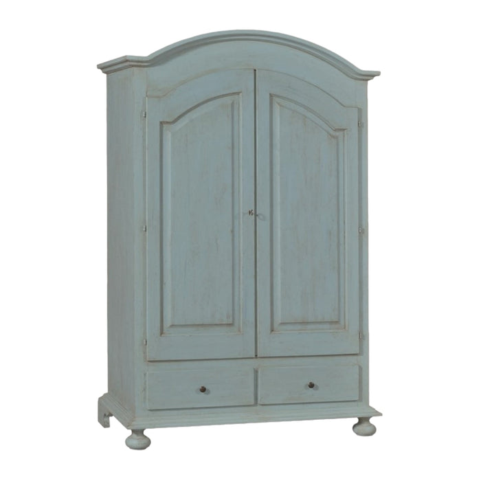 Armadio 2 porte legno shabby cerato azzurro 125x61x200