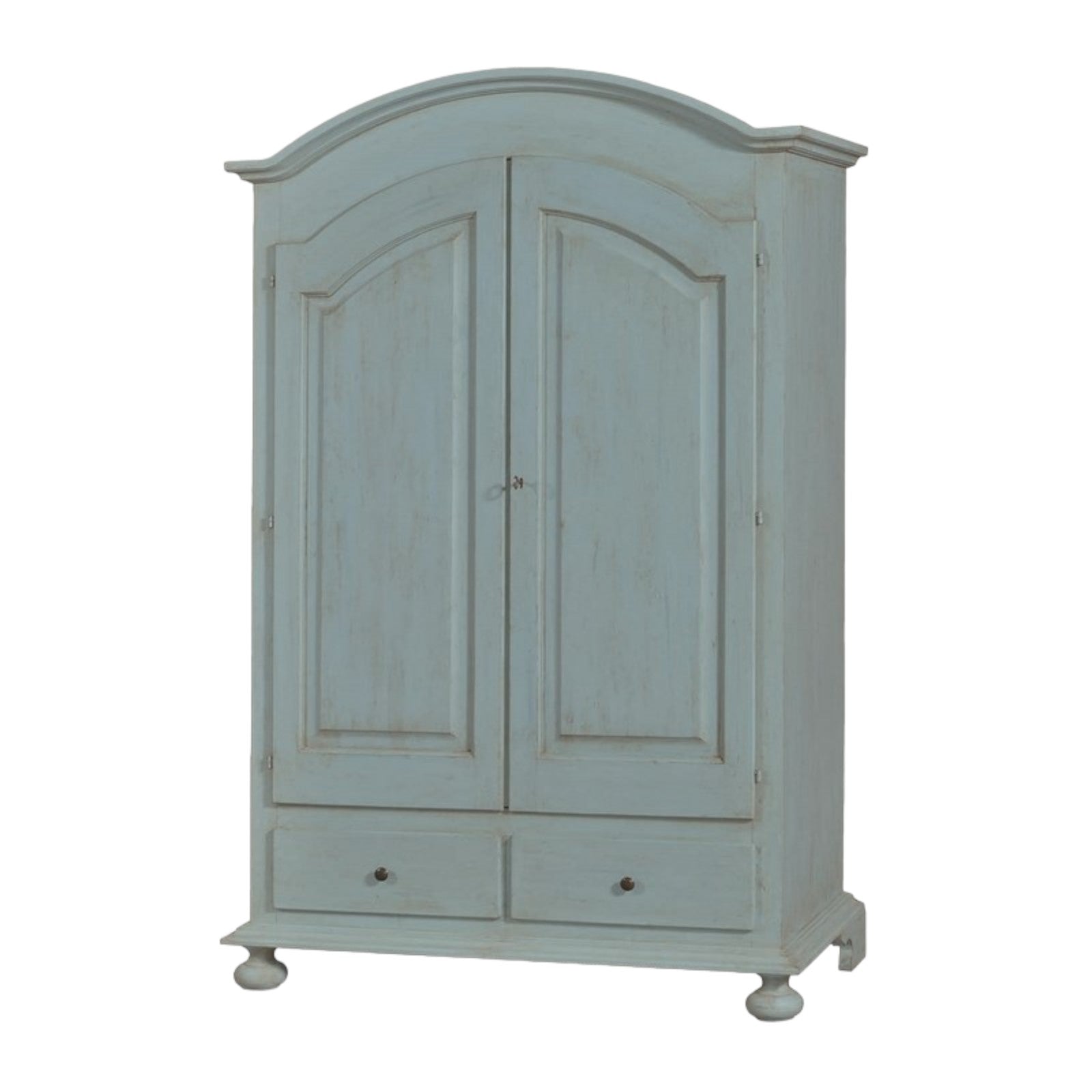 Armadio 2 porte legno shabby cerato azzurro 125x61x200