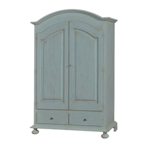 Armadio 2 porte legno shabby cerato azzurro 125x61x200