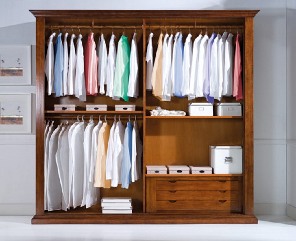 Armadio 2 porte scorrevoli arte povera legno tinta noce 275x66x254