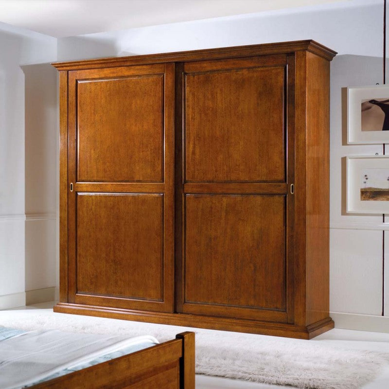 Armadio 2 porte scorrevoli arte povera legno tinta noce 275x66x254