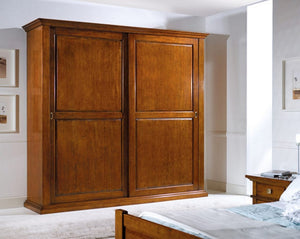 Armadio 2 porte scorrevoli arte povera legno tinta noce 275x66x254