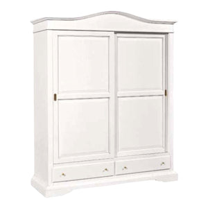 Armadio 2 porte scorrevoli classico legno bianco 180x67x225h