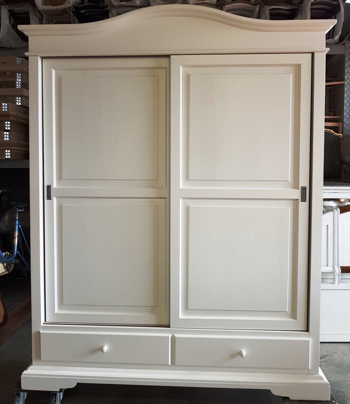 Armadio 2 porte scorrevoli classico legno bianco 180x67x225h