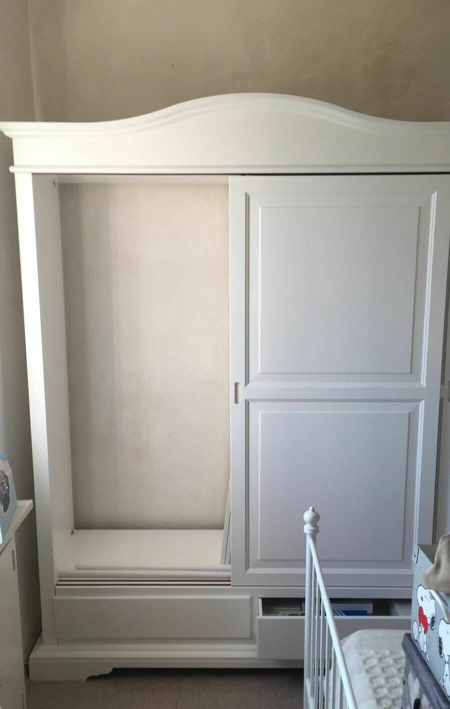 Armadio 2 porte scorrevoli classico legno bianco 180x67x225h