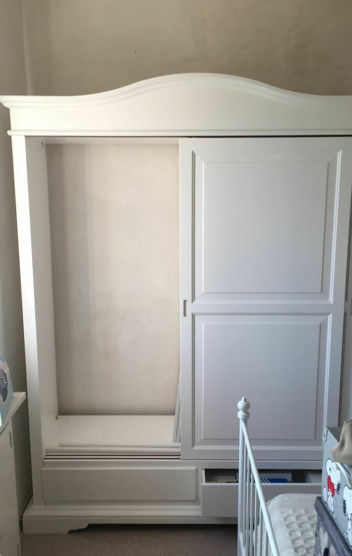 Armadio 2 porte scorrevoli classico legno bianco 180x67x225h