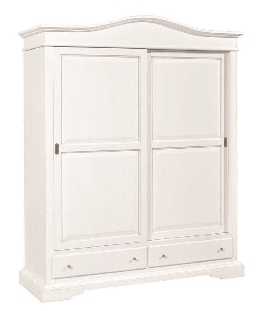 Armadio 2 porte scorrevoli classico legno bianco 180x67x225h