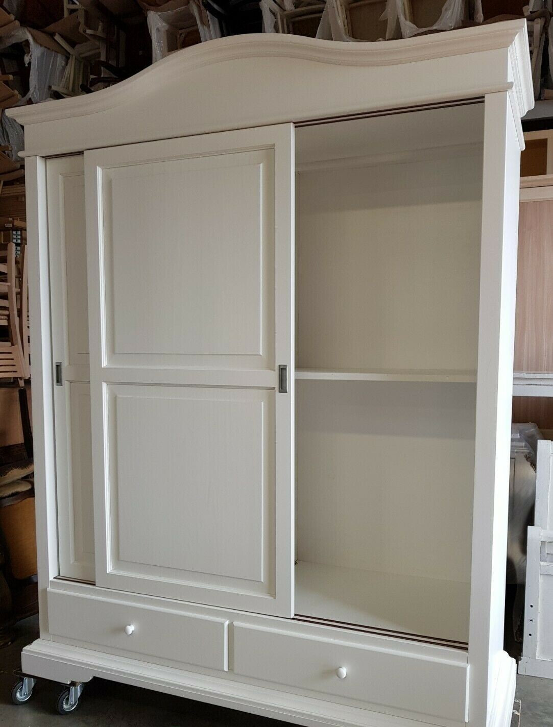 Armadio 2 porte scorrevoli classico legno bianco 180x67x225h