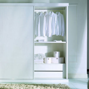 Armadio 2 porte scorrevoli specchio moderno in legno frassino bianco 287x67x258 - Mobili 2G