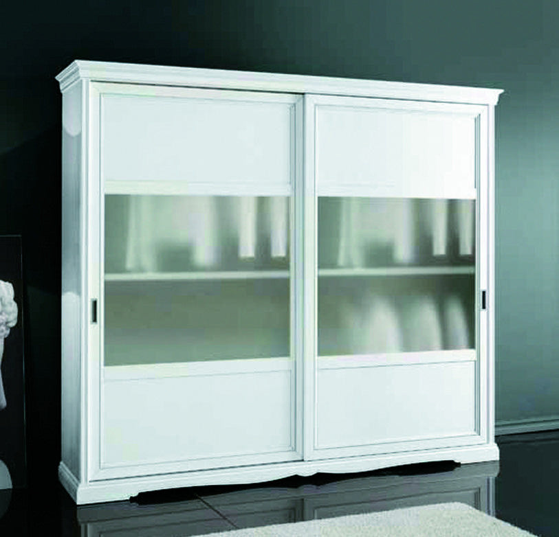 Armadio 2 porte scorrevoli vetro moderno in legno frassino bianco 284x65x248 - Mobili 2G
