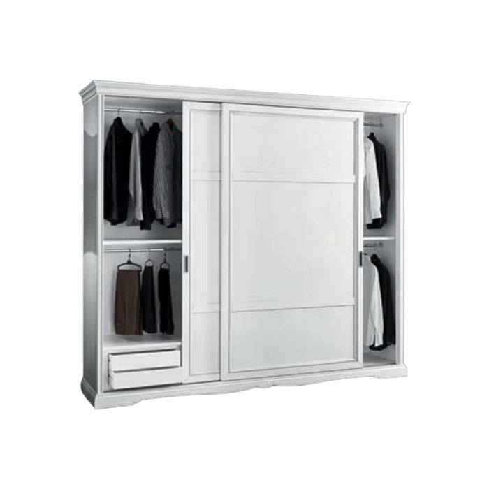 Armadio 2 porte scorrevoli moderno in legno frassino bianco 284x65x248 - Mobili 2G