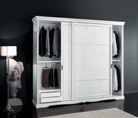 Armadio 2 porte scorrevoli moderno in legno frassino bianco 284x65x248 - Mobili 2G