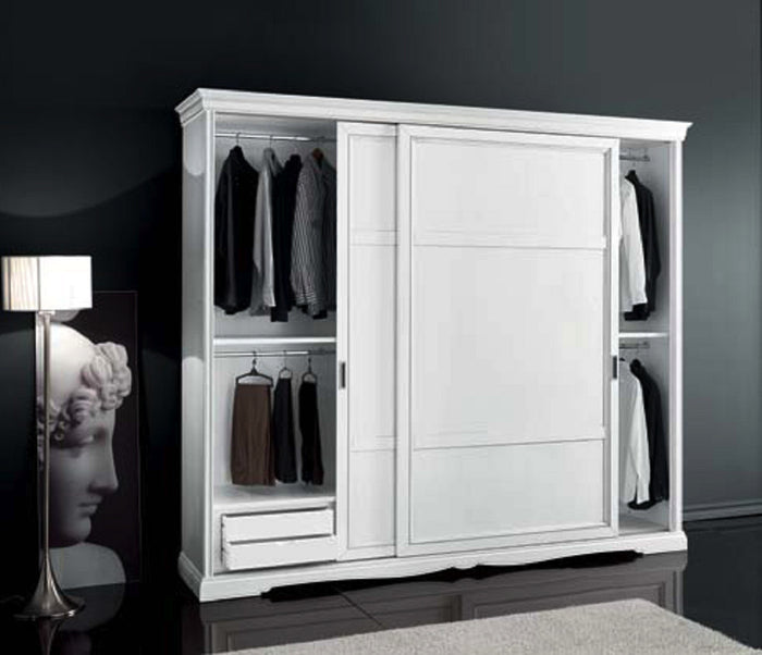 Armadio 2 porte scorrevoli moderno in legno frassino bianco 284x65x248 - Mobili 2G