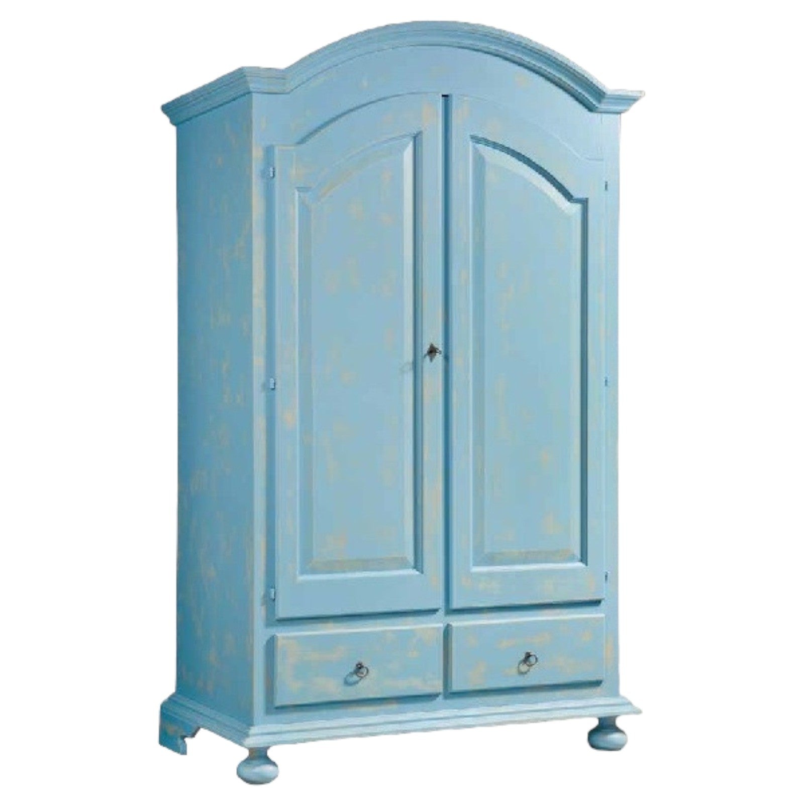 Armadio 2 porte shabby legno azzurro consumato 125x61x200 - Mobili 2G