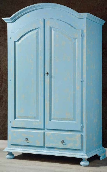 Armadio 2 porte shabby legno azzurro consumato 125x61x200 - Mobili 2G