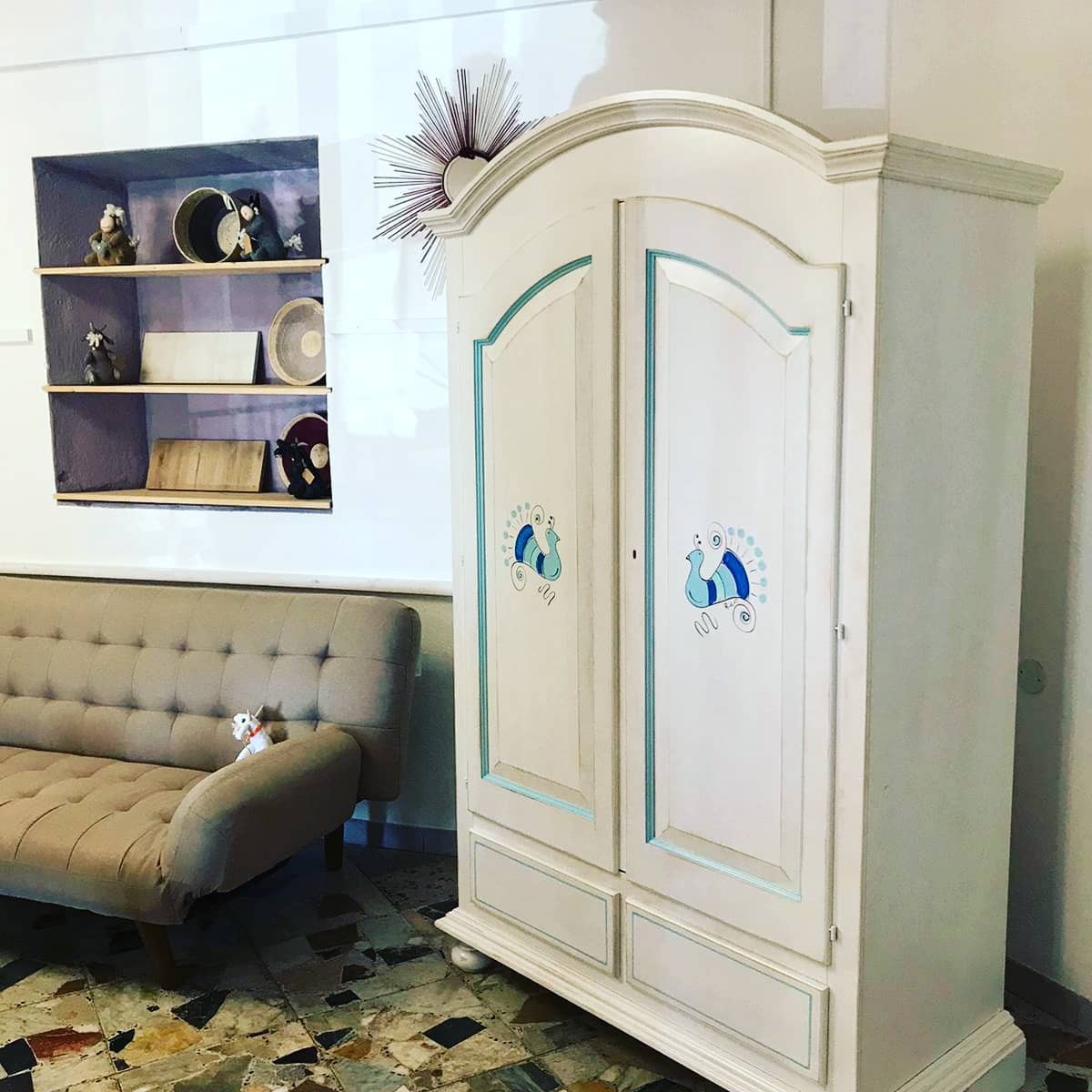 Armadio 2 porte shabby legno bianco consumato 125x61x200 - Mobili 2G