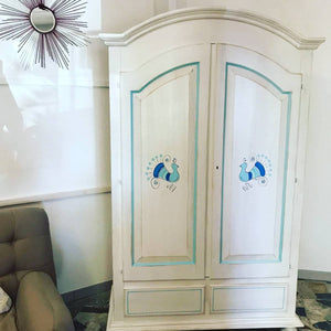 Armadio 2 porte shabby legno bianco consumato 125x61x200 - Mobili 2G