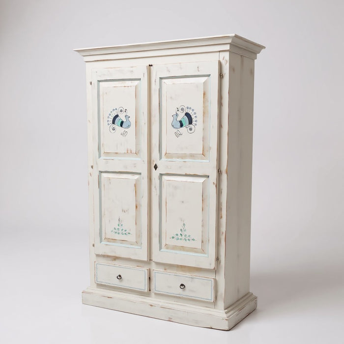 Armadio 2 porte shabby legno bianco consumato 125x61x200 - Mobili 2G