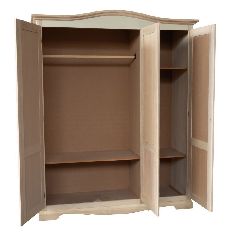 Armadio 3 ante cappello sagomato in legno grezzo 158x56x197 - Mobili 2G