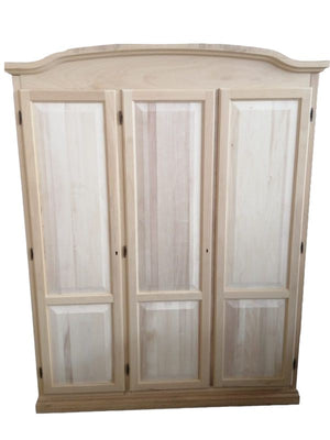 Armadio 3 ante cappello sagomato in legno grezzo 158x56x197 - Mobili 2G