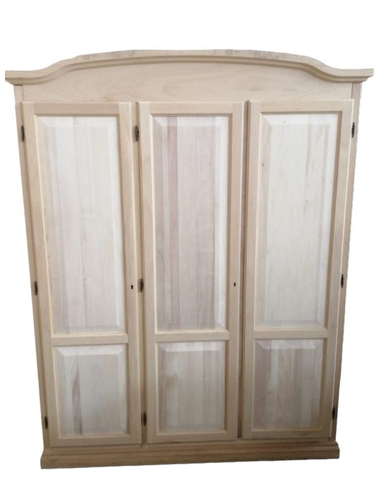 Armadio 3 ante cappello sagomato in legno grezzo 158x56x197 - Mobili 2G