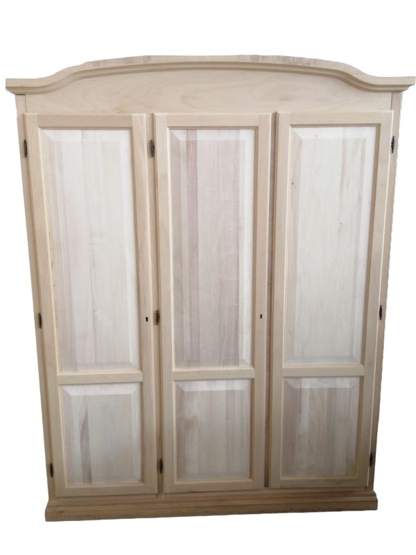 Armadio 3 ante cappello sagomato in legno grezzo 158x56x197 - Mobili 2G