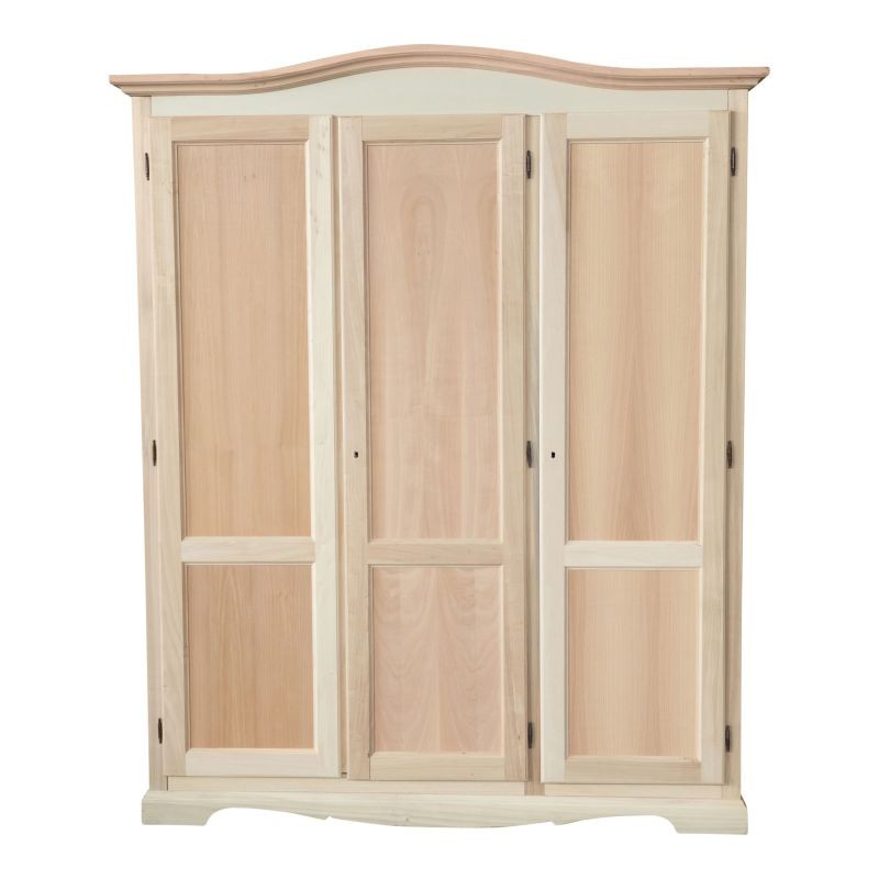Armadio 3 ante cappello sagomato in legno grezzo 158x56x197 - Mobili 2G