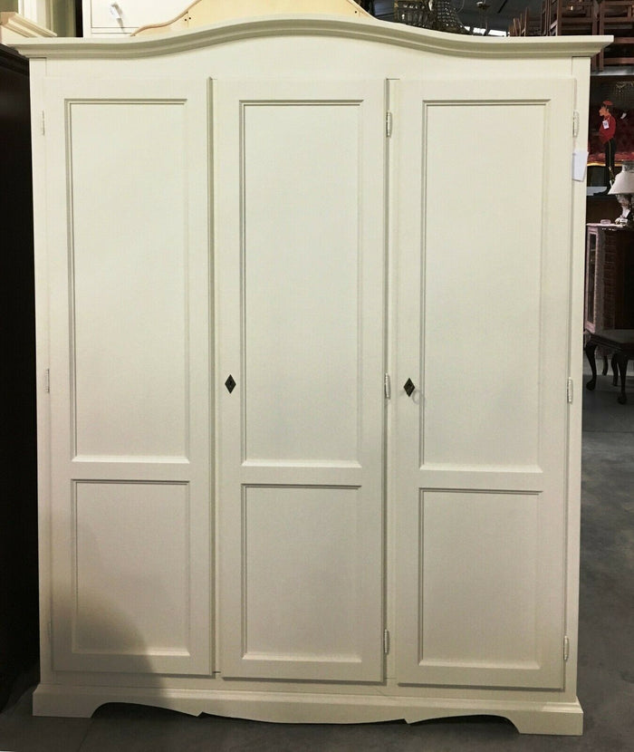 Armadio 3 ante in legno bianco shabby gendarme 158x56x197h