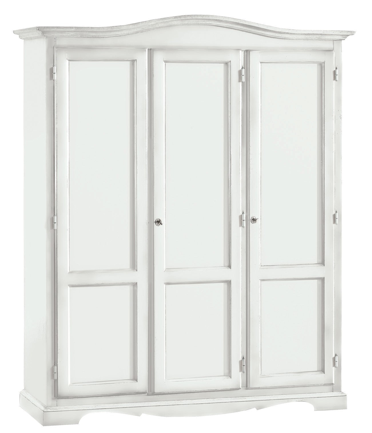 Armadio 3 ante in legno bianco shabby gendarme 158x56x197h