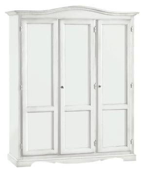 Armadio 3 ante in legno bianco shabby gendarme 158x56x197h