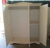 Armadio 3 ante in legno bianco shabby gendarme 158x56x197h