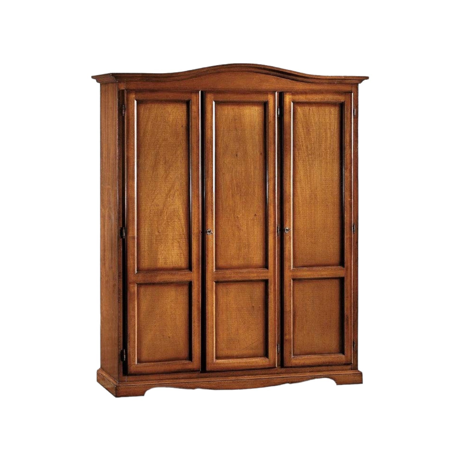 Armadio 3 ante in legno massello arte povera tinta noce 158x56x197