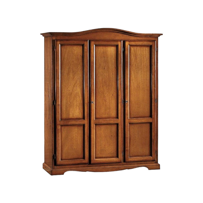 Armadio 3 ante in legno massello arte povera tinta noce 158x56x197