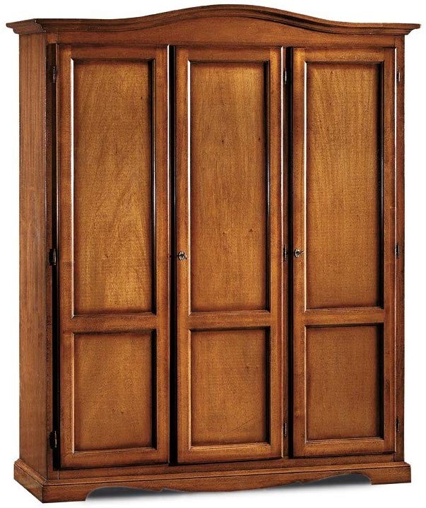 Armadio 3 ante in legno massello arte povera tinta noce 158x56x197 (313) - Mobili 2G