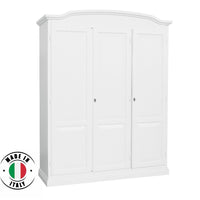 Armadio 3 ante in legno massello bianco cappello tondo 158x56x197h - Mobili 2G