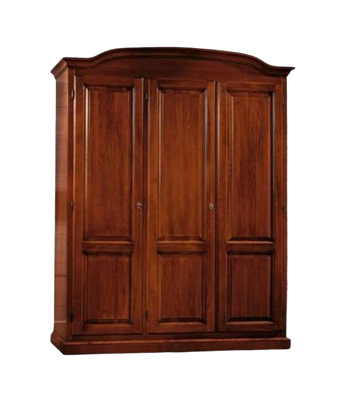 Armadio 3 ante in legno massello classico tinta noce cappello tondo 158x56x197h - Mobili 2G