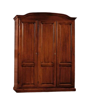 Armadio 3 ante in legno massello classico tinta noce cappello tondo 158x56x197h - Mobili 2G
