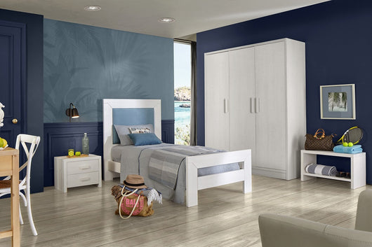 Armadio 3 ante shabby bianco legno massello di abete 180x55x220