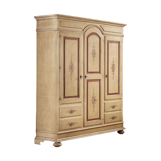 Armadio 3 porte arte povera in legno avorio e rosso anticato 184x60x223 (1421) - Mobili 2G