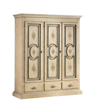 Armadio 3 porte arte povera in legno shabby avorio 184x60x217 (1433) - Mobili 2G