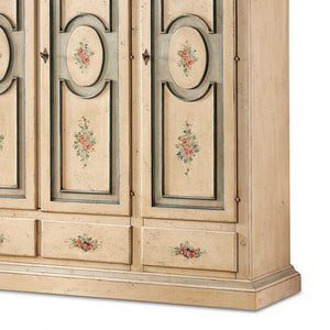 Armadio 3 porte arte povera in legno shabby avorio 184x60x217 (1433) - Mobili 2G