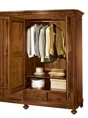 Armadio 3 porte arte povera in legno shabby avorio 184x60x217 (1433) - Mobili 2G