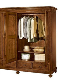 Armadio 3 porte arte povera in legno shabby avorio 184x60x217 (1433) - Mobili 2G